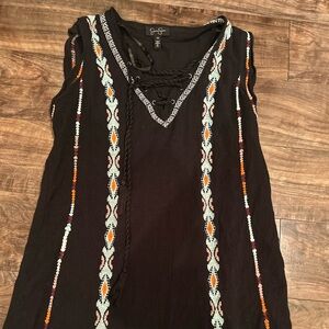 Jessica Simpson Black Dress with Patterned Trim